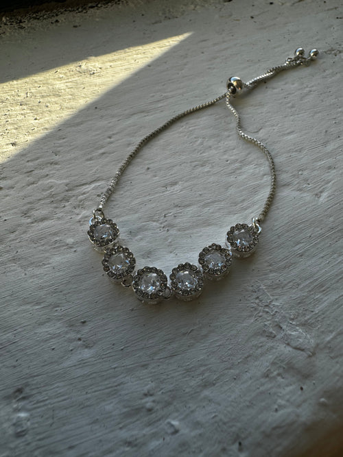 Silver round crystal Bracelet