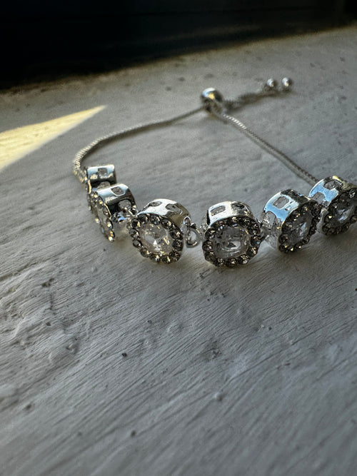 Silver round crystal Bracelet