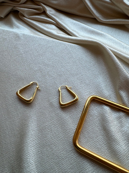 Rectangle gold Hoop earrings