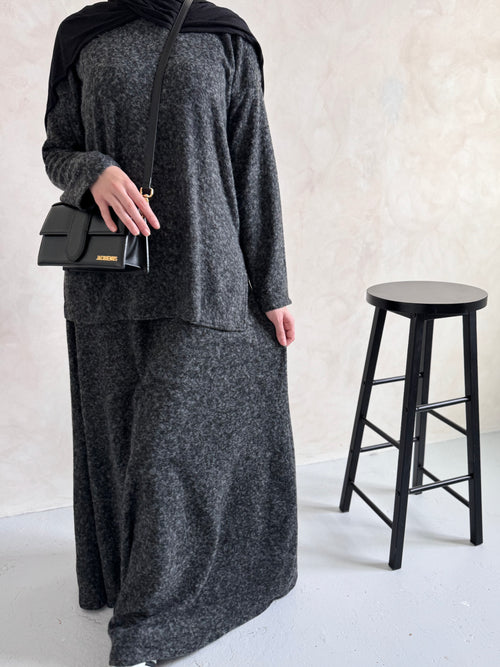 Charcoal Wool co-ord skirt set