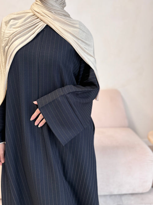 Navy Striped Zip abayah